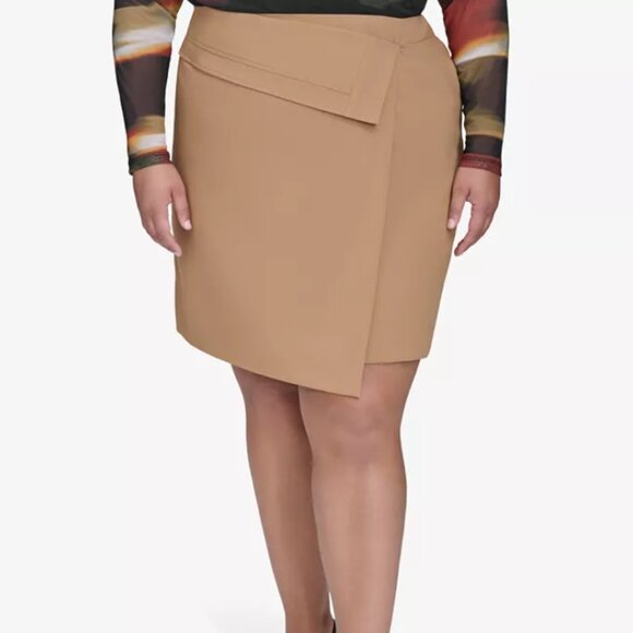 Dkny Dresses & Skirts - DKNY NWT Faux Wrap Mini Tan Skirt - Size 24W